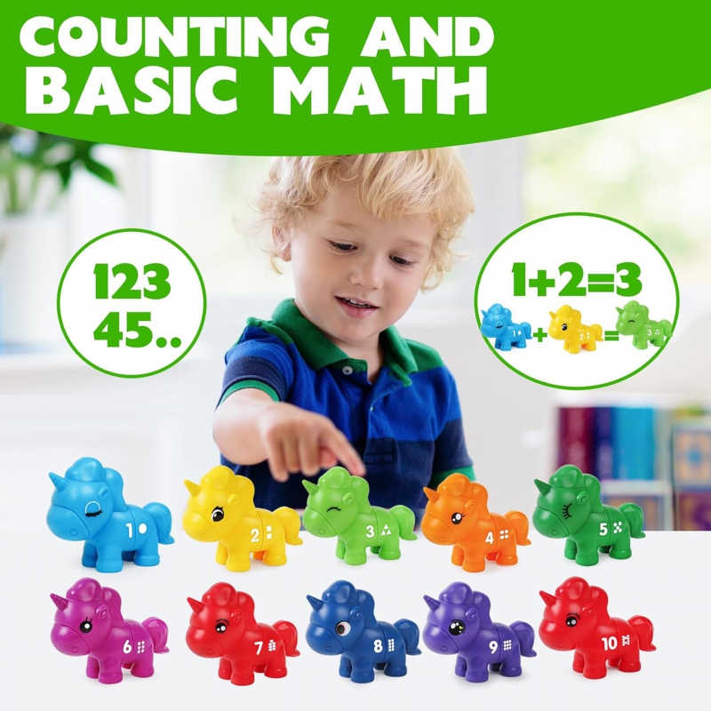 WOOPIE Zestaw Nauka Liczb Kolorów Montessori Figurki Jednorożce do Składania "Dopasuj Cyferki" 13 el. - obrazek 11