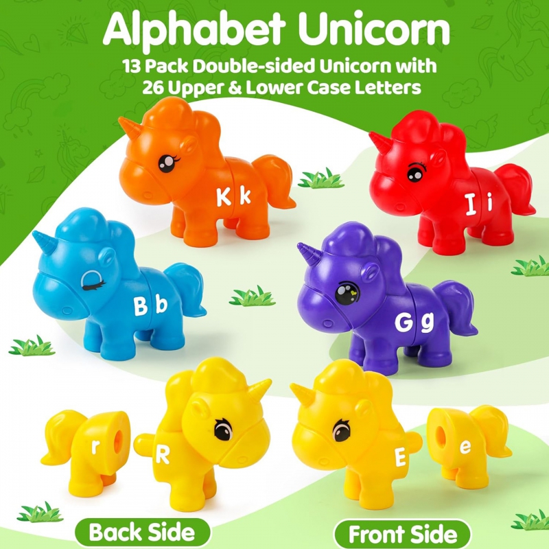 WOOPIE Figurki Montessori Zestaw Edukacyjny Jednorożce do Składania "Dopasuj Literki" 13 el. - obrazek 9