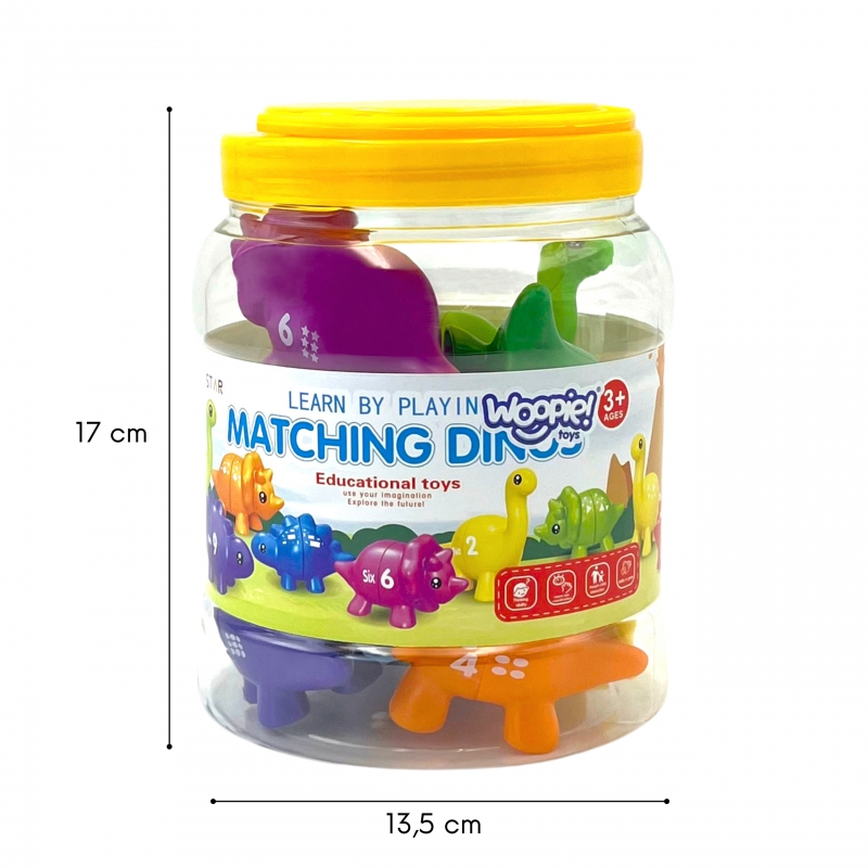 WOOPIE Zestaw Nauka Liczb Kolorów Montessori Figurki Dinozaury do Składania "Dopasuj Cyferki" 10 el. - obrazek 4