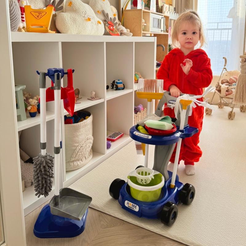 WOOPIE Zestaw do Sprzątania na Kółkach XXL Wózek 3w1 29 el. Niebieski - obrazek 2