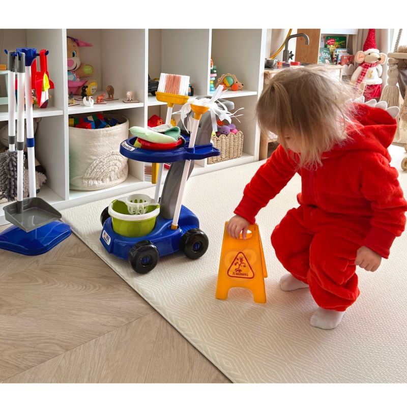 WOOPIE Zestaw do Sprzątania na Kółkach XXL Wózek 3w1 29 el. Niebieski - obrazek 3