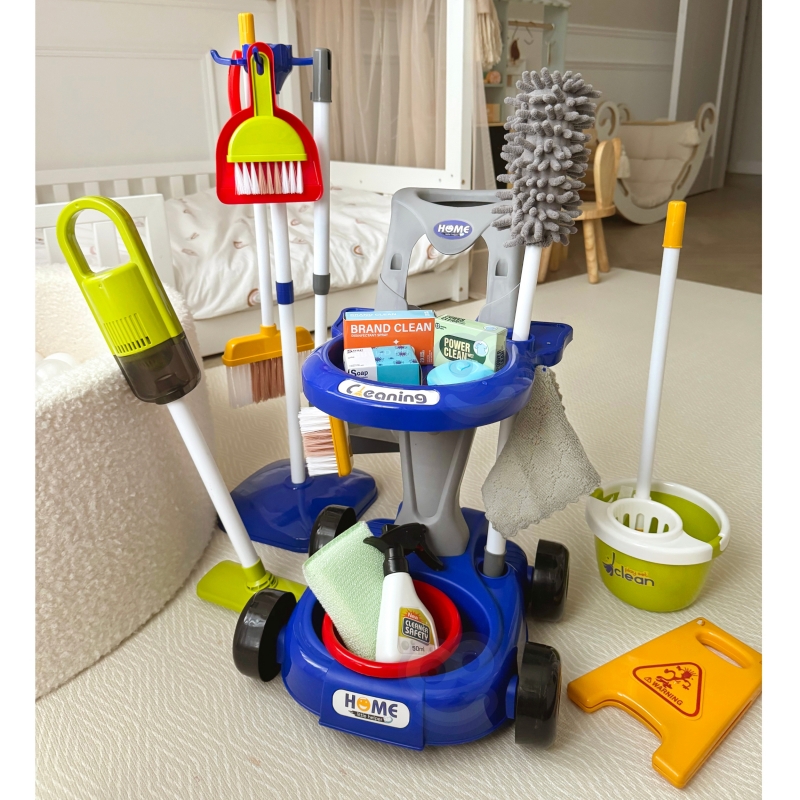 WOOPIE Zestaw do Sprzątania na Kółkach XXL Wózek 3w1 29 el. Niebieski - obrazek 6