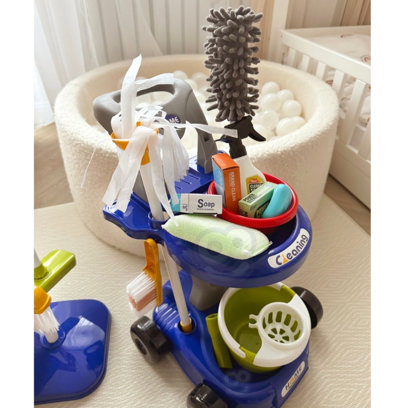 WOOPIE Zestaw do Sprzątania na Kółkach XXL Wózek 3w1 29 el. Niebieski - obrazek 10