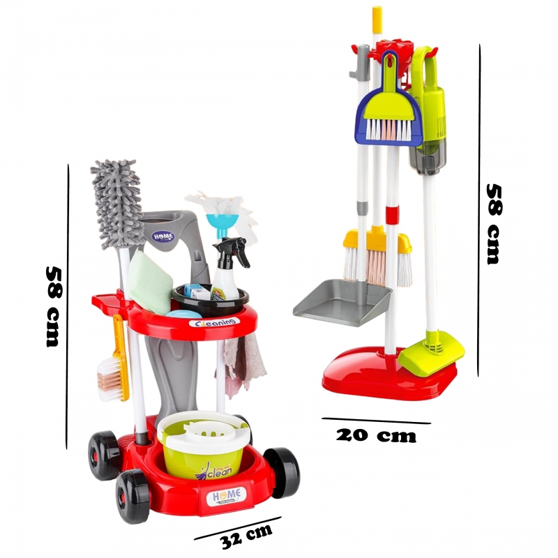 WOOPIE Zestaw do Sprzątania na Kółkach XXL Wózek 3w1 29 el. Niebieski - obrazek 14