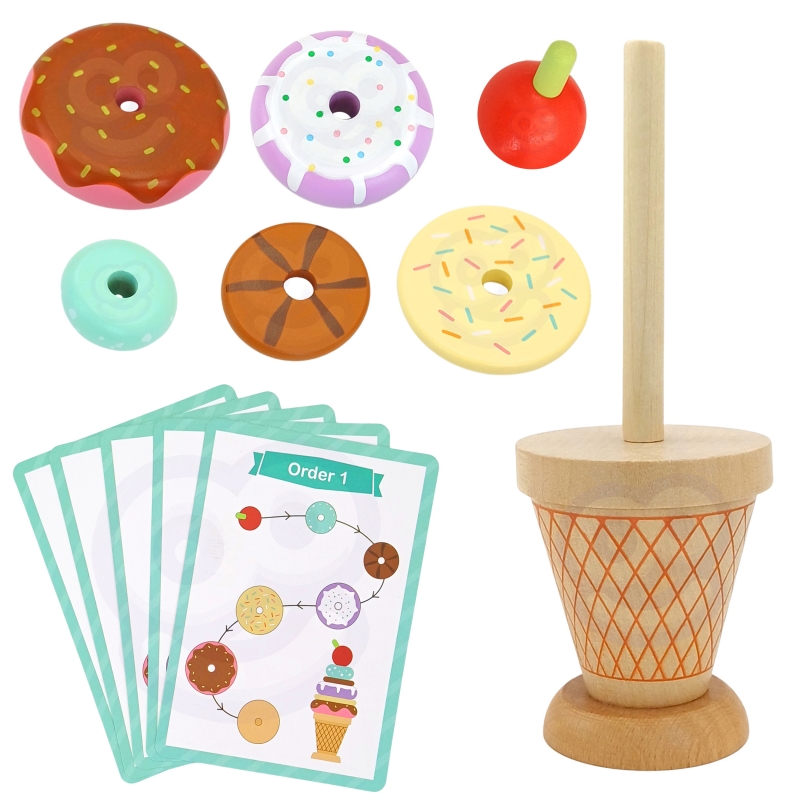 WOOPIE GREEN Drewniane Lody Układanka Montessori Cukiernia 12 el. FSC - obrazek 14