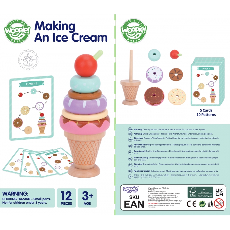 WOOPIE GREEN Drewniane Lody Układanka Montessori Cukiernia 12 el. FSC - obrazek 16