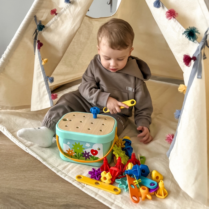 WOOPIE GREEN Konstrukcyjny BOX Motoryczny Montessori 12w1 FSC - obrazek 9