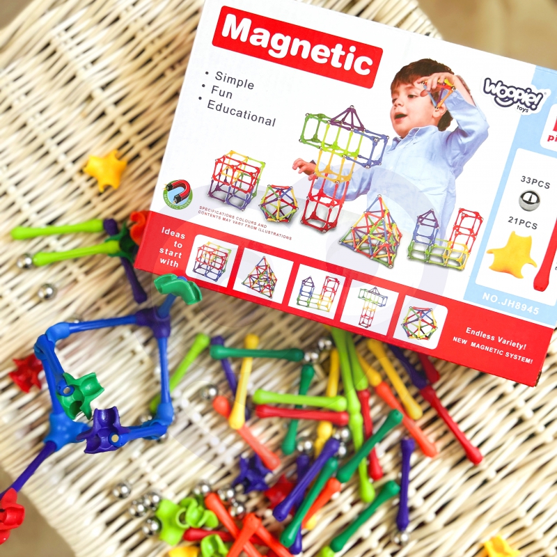 WOOPIE Klocki Magnetyczne Konstrukcyjne Układanka Kreatywna 110 el. - obrazek 3