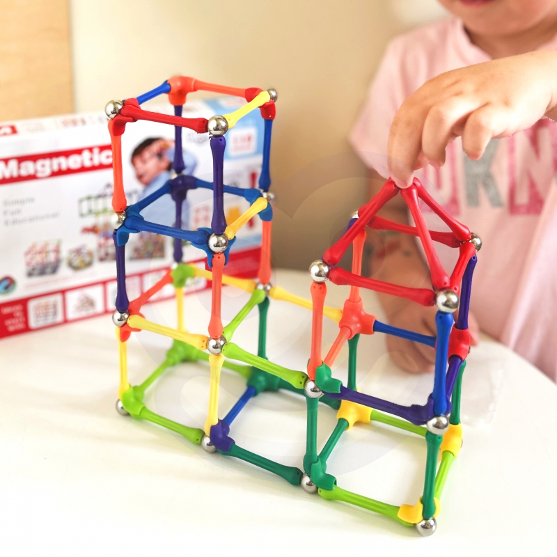 WOOPIE Klocki Magnetyczne Konstrukcyjne Układanka Kreatywna 110 el. - obrazek 4