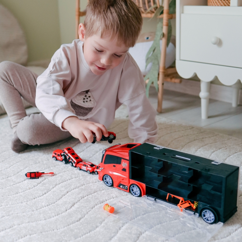 WOOPIE Zestaw Ciężarówka Transporter 3w1 Czerwony 11 el. - obrazek 2