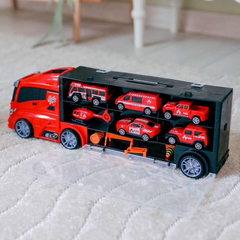 WOOPIE Zestaw Ciężarówka Transporter 3w1 Czerwony 11 el. - obrazek 6