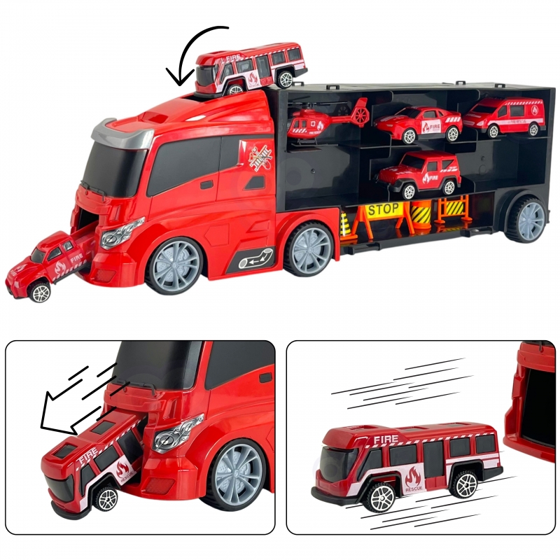 WOOPIE Zestaw Ciężarówka Transporter 3w1 Czerwony 11 el. - obrazek 8