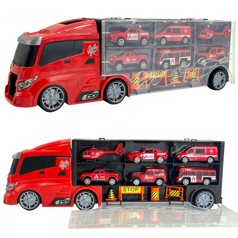 WOOPIE Zestaw Ciężarówka Transporter 3w1 Czerwony 11 el. - obrazek 9