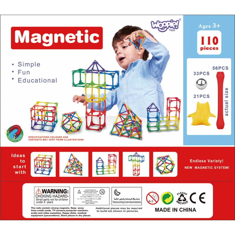 WOOPIE Klocki Magnetyczne Konstrukcyjne Układanka Kreatywna 110 el. - obrazek 15