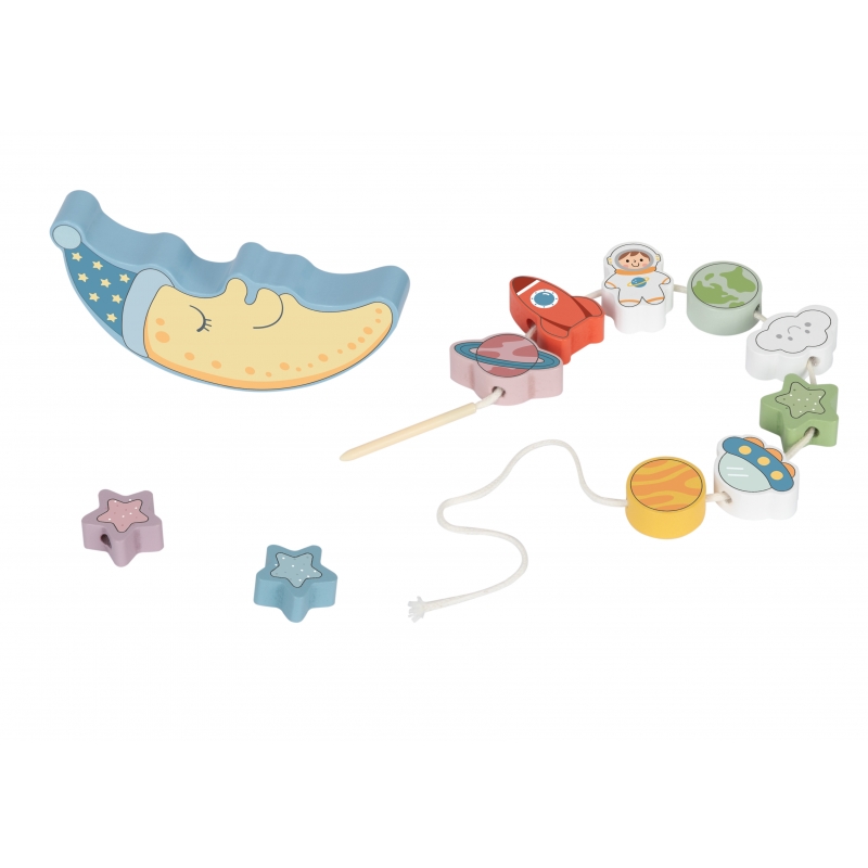 TOOKY TOY Kosmiczny Śpiący Księżyc Balansująca Układanka Drewniana Nawlekanka Montessori Kosmos - obrazek 12
