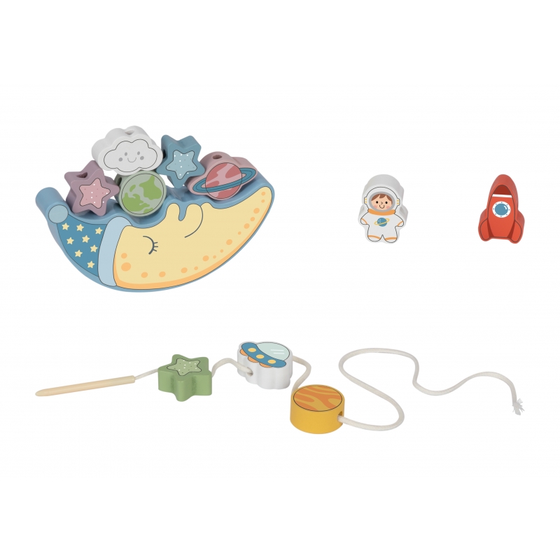 TOOKY TOY Kosmiczny Śpiący Księżyc Balansująca Układanka Drewniana Nawlekanka Montessori Kosmos - obrazek 13