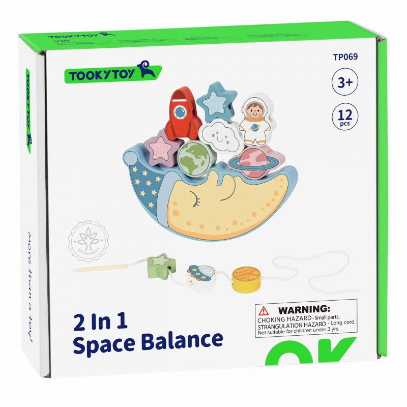 TOOKY TOY Kosmiczny Śpiący Księżyc Balansująca Układanka Drewniana Nawlekanka Montessori Kosmos - obrazek 14