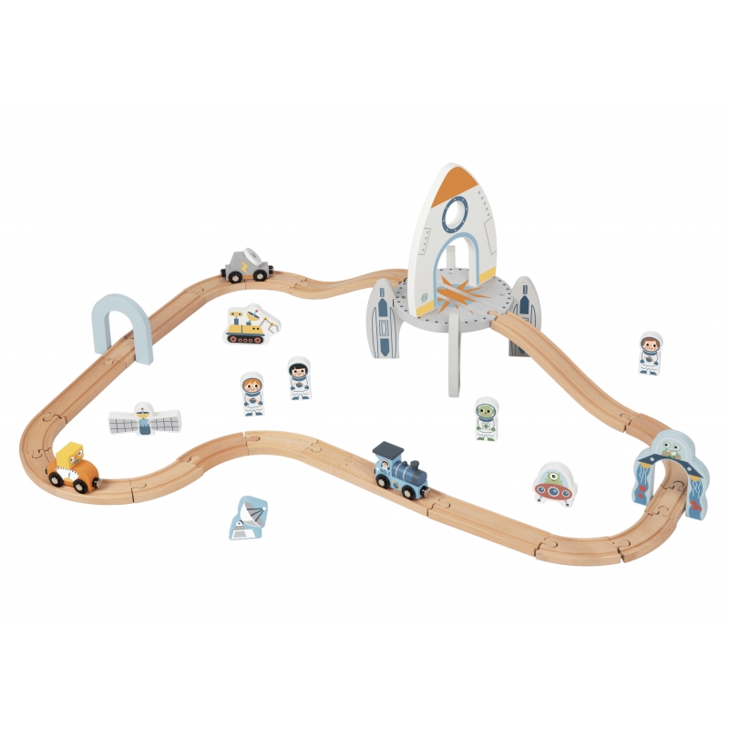 TOOKY TOY Drewniana Kolejka Kosmiczna Zestaw Tory - obrazek 8