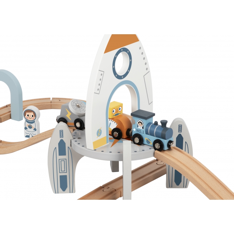 TOOKY TOY Drewniana Kolejka Kosmiczna Zestaw Tory - obrazek 9