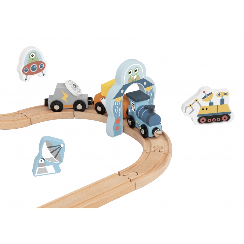 TOOKY TOY Drewniana Kolejka Kosmiczna Zestaw Tory - obrazek 10