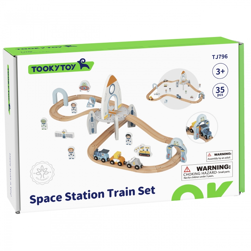 TOOKY TOY Drewniana Kolejka Kosmiczna Zestaw Tory - obrazek 13