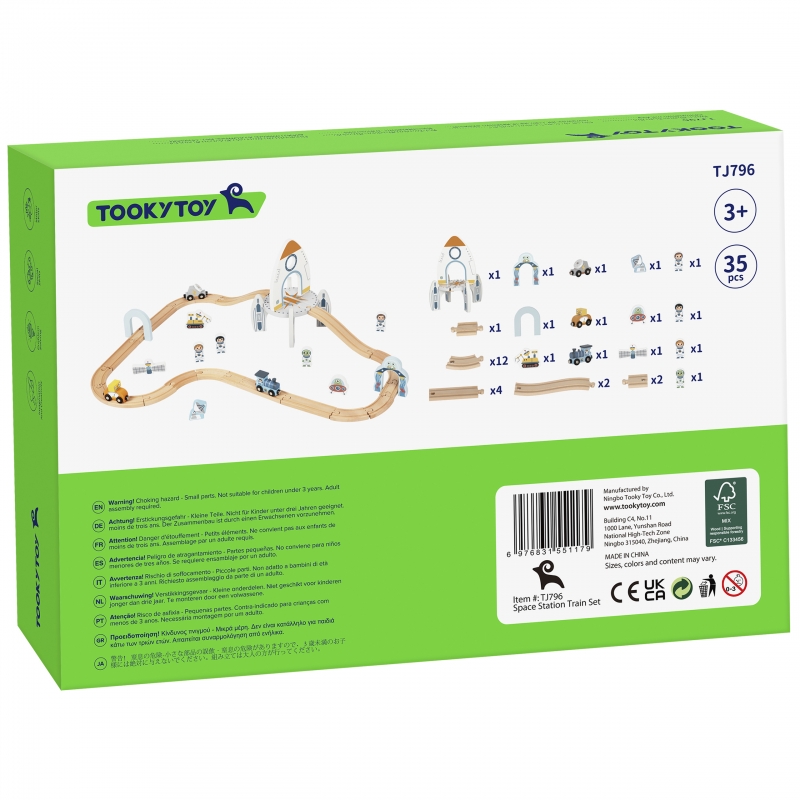 TOOKY TOY Drewniana Kolejka Kosmiczna Zestaw Tory - obrazek 14