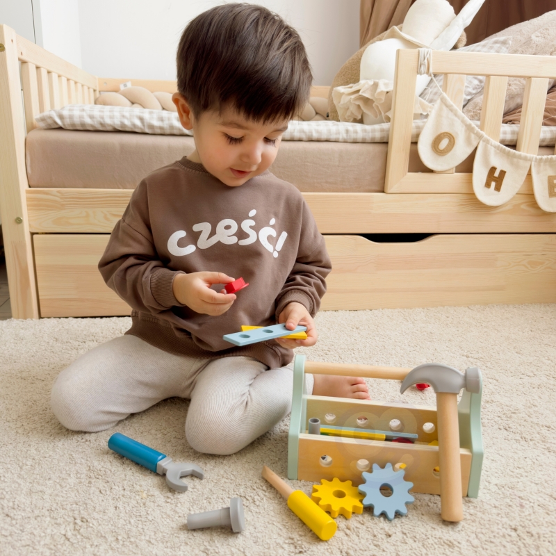 TOOKY TOY Drewniana Skrzynka z Narzędziami Zestaw 18 el. - obrazek 2