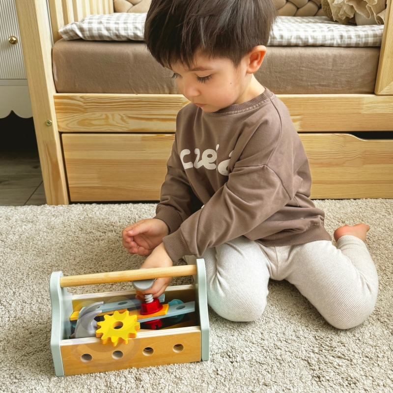 TOOKY TOY Drewniana Skrzynka z Narzędziami Zestaw 18 el. - obrazek 3