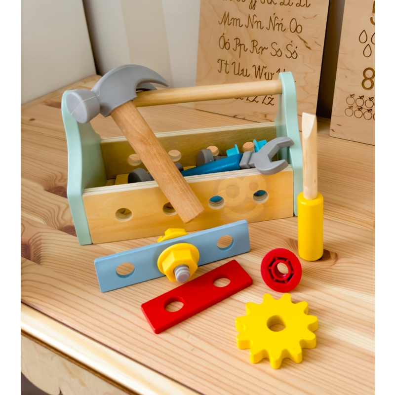 TOOKY TOY Drewniana Skrzynka z Narzędziami Zestaw 18 el. - obrazek 4