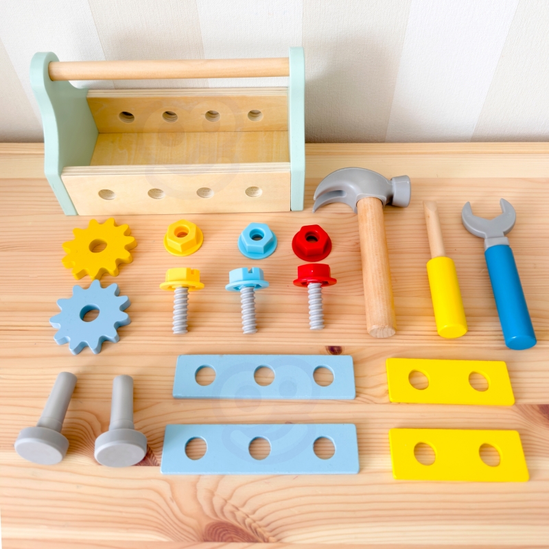 TOOKY TOY Drewniana Skrzynka z Narzędziami Zestaw 18 el. - obrazek 5