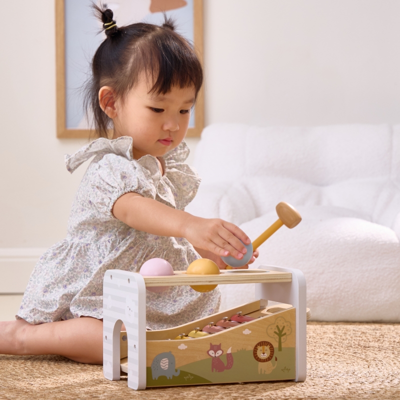 VIGA Drewniany Zestaw Wybijanka + Cymbałki Ksylofon 2w1 - obrazek 5