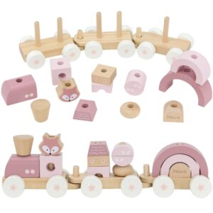 VIGA PolarB Różowa Kolejka Pociąg z Wagonikami Klocki