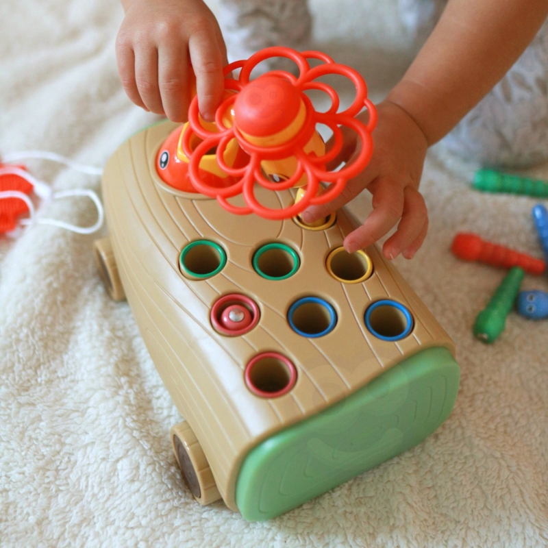 WOOPIE Gra Zręcznościowa Dzięcioł Wbijak Robaków 3w1 Wózek Ciągacz dla Niemowląt - obrazek 2