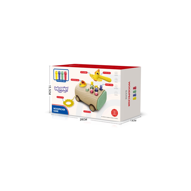 WOOPIE Gra Zręcznościowa Dzięcioł Wbijak Robaków 3w1 Wózek Ciągacz dla Niemowląt - obrazek 7