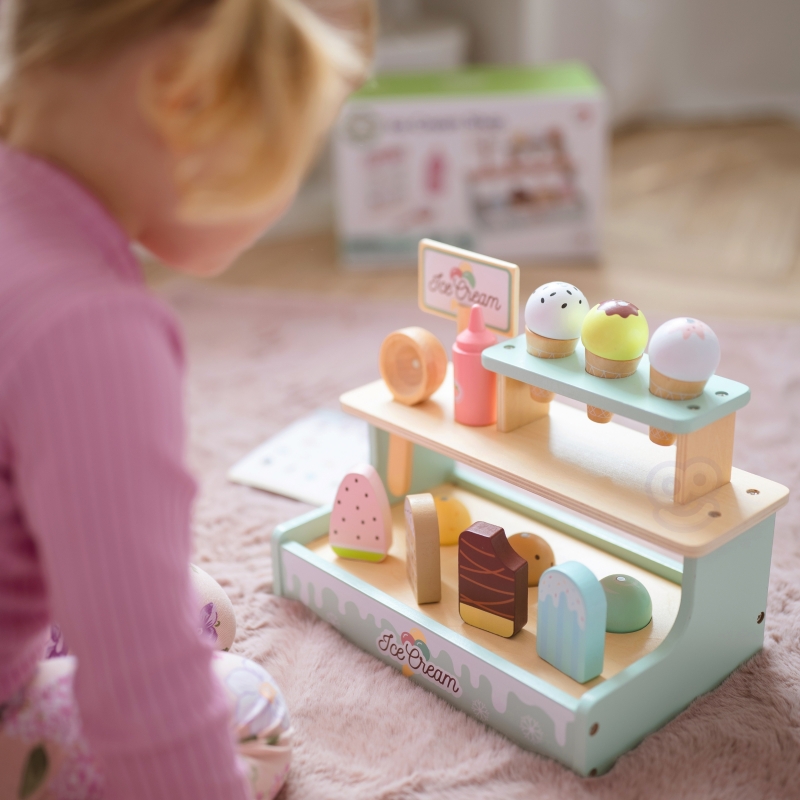 WOOPIE GREEN Drewniana Lodziarnia Sklepik Zestaw z Lodami Stragan 16 EL - obrazek 10
