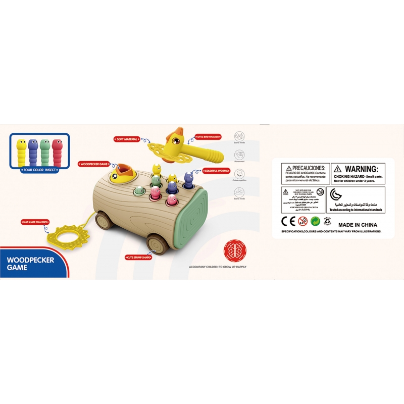 WOOPIE Gra Zręcznościowa Dzięcioł Wbijak Robaków 3w1 Wózek Ciągacz dla Niemowląt - obrazek 8