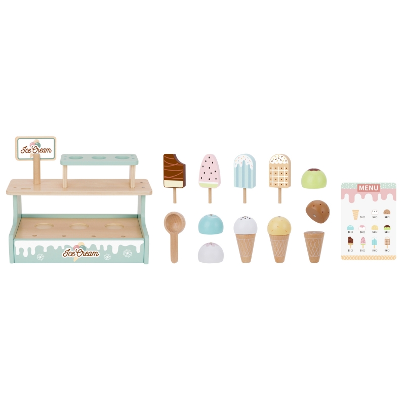 WOOPIE GREEN Drewniana Lodziarnia Sklepik Zestaw z Lodami Stragan 16 EL - obrazek 16