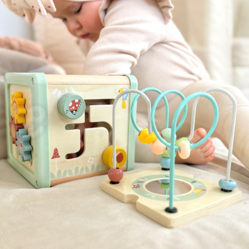 WOOPIE GREEN Drewniana Kostka Aktywności Multifunkcyjna Edukacyjna Sorter - obrazek 2