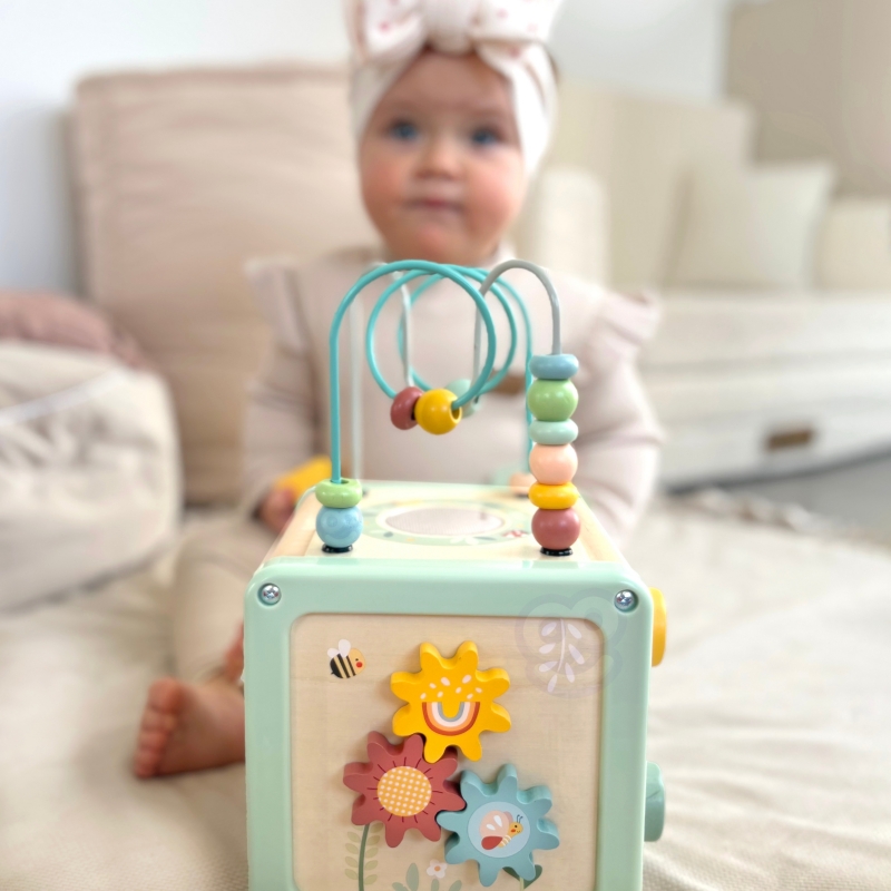 WOOPIE GREEN Drewniana Kostka Aktywności Multifunkcyjna Edukacyjna Sorter - obrazek 5