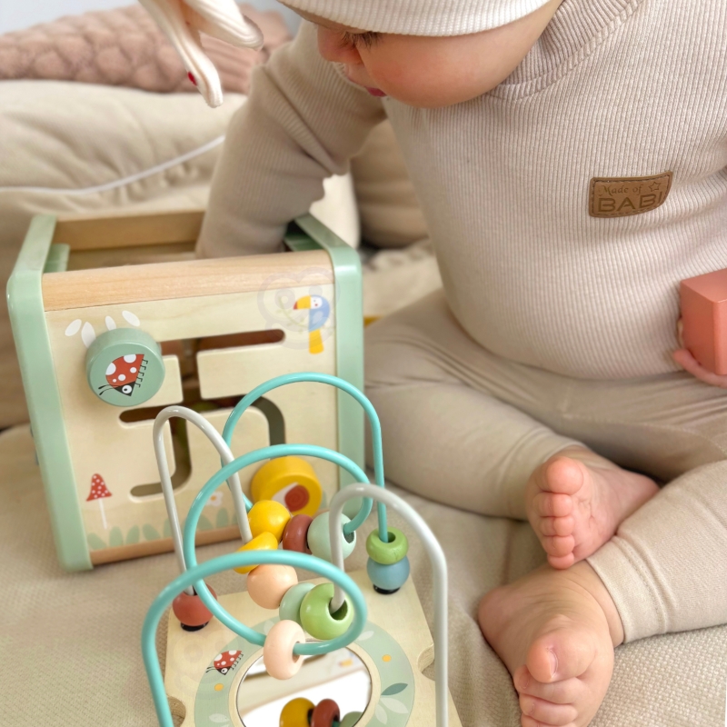 WOOPIE GREEN Drewniana Kostka Aktywności Multifunkcyjna Edukacyjna Sorter - obrazek 6