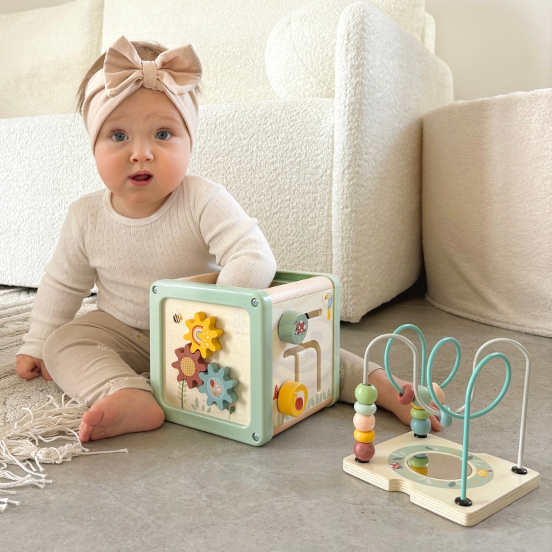 WOOPIE GREEN Drewniana Kostka Aktywności Multifunkcyjna Edukacyjna Sorter - obrazek 8