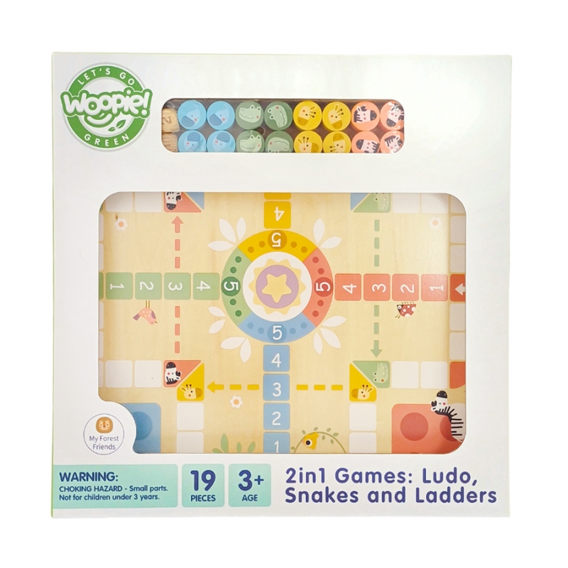 WOOPIE GREEN Gry Planszowe Logiczne 2w1 Ludo Chińczyk + Węże i Drabiny - obrazek 12