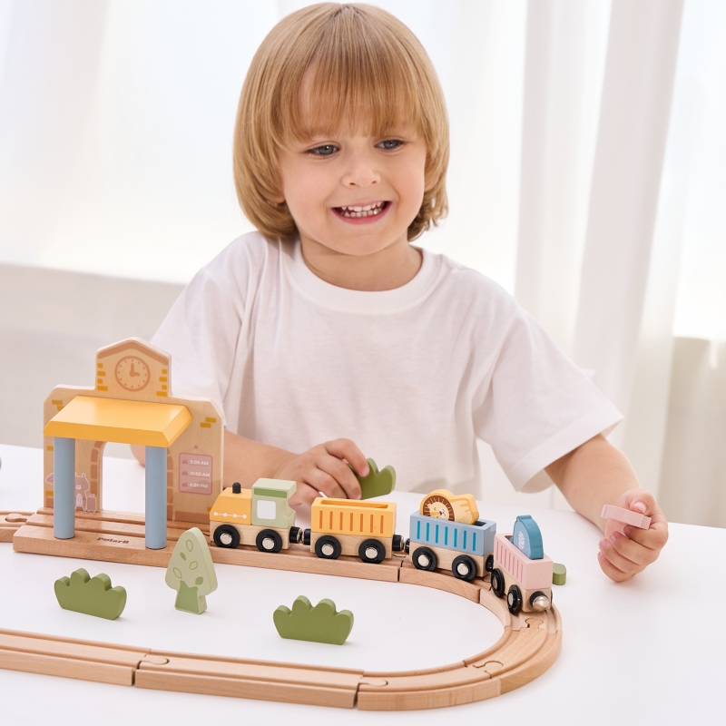 Viga PolarB Drewniany Zestaw Kolejowy 30 el. - obrazek 6