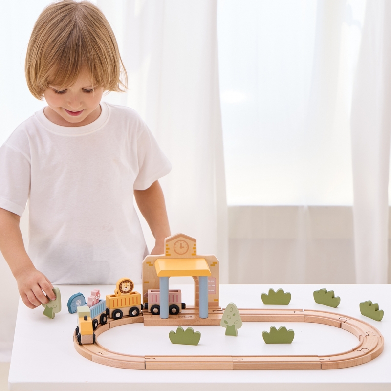 Viga PolarB Drewniany Zestaw Kolejowy 30 el. - obrazek 15