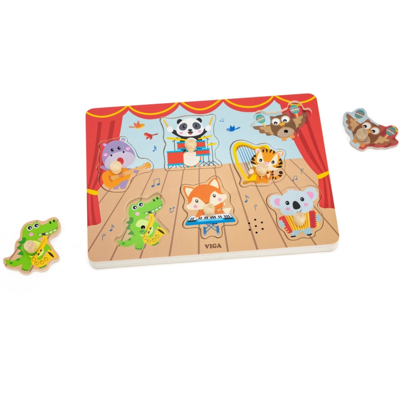 VIGA Puzzle Dźwiękowe Dopasuj Muzykujące Zwierzęta - obrazek 3