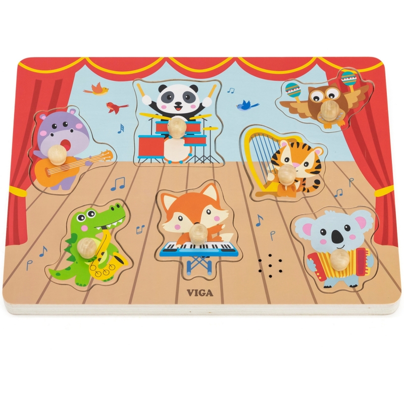VIGA Puzzle Dźwiękowe Dopasuj Muzykujące Zwierzęta - obrazek 4