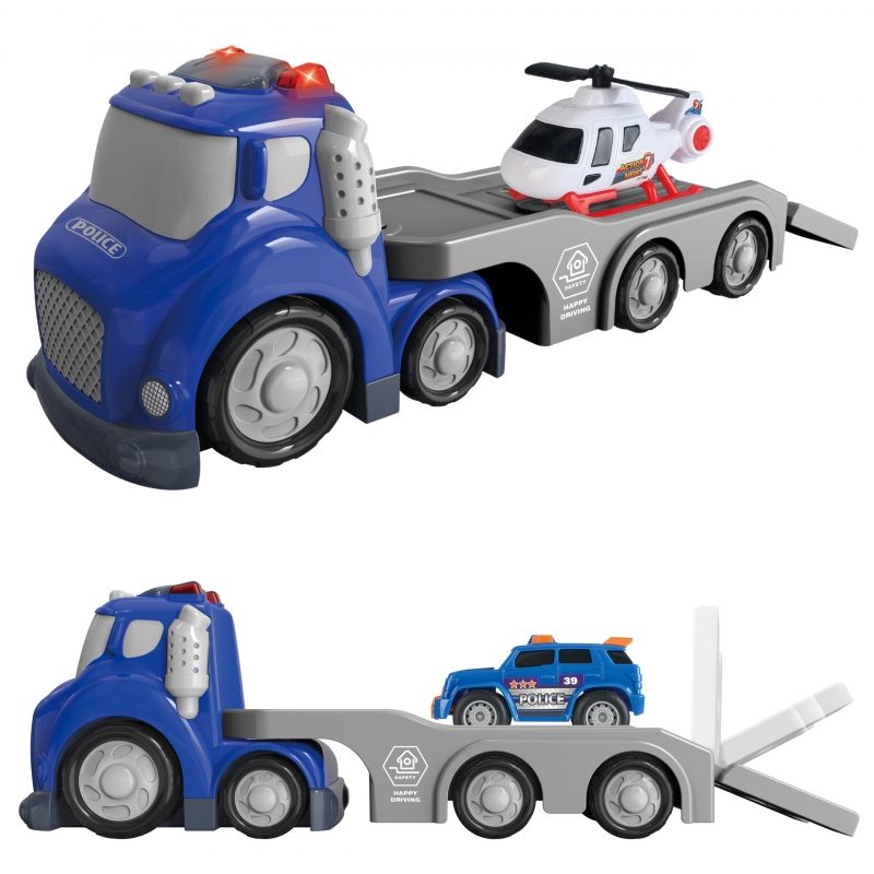 WOOPIE Niebieska Laweta Policyjna City Truck Efekty Dźwiękowe i Świetlne - obrazek 3
