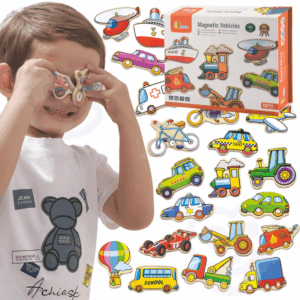 VIGA Drewniane magnesy pojazdy zestaw