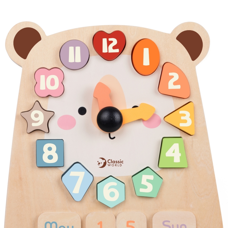 CLASSIC WORLD Zegar Miś Montessori Edukacyjny 3w1 Nauka Czasu Liczenia i Daty - obrazek 7
