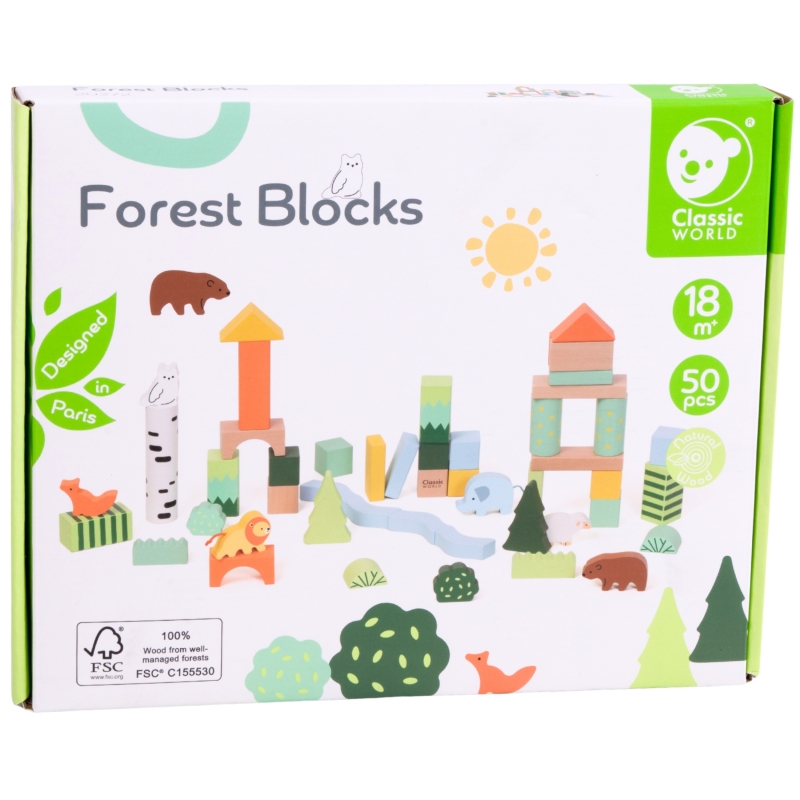 CLASSIC WORLD Zestaw Drewnianych Klocków Leśny Świat 50 el. - obrazek 9
